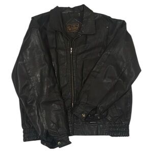 Windsor leather vintage motor biker gothic jacket SIZE 46/XXL